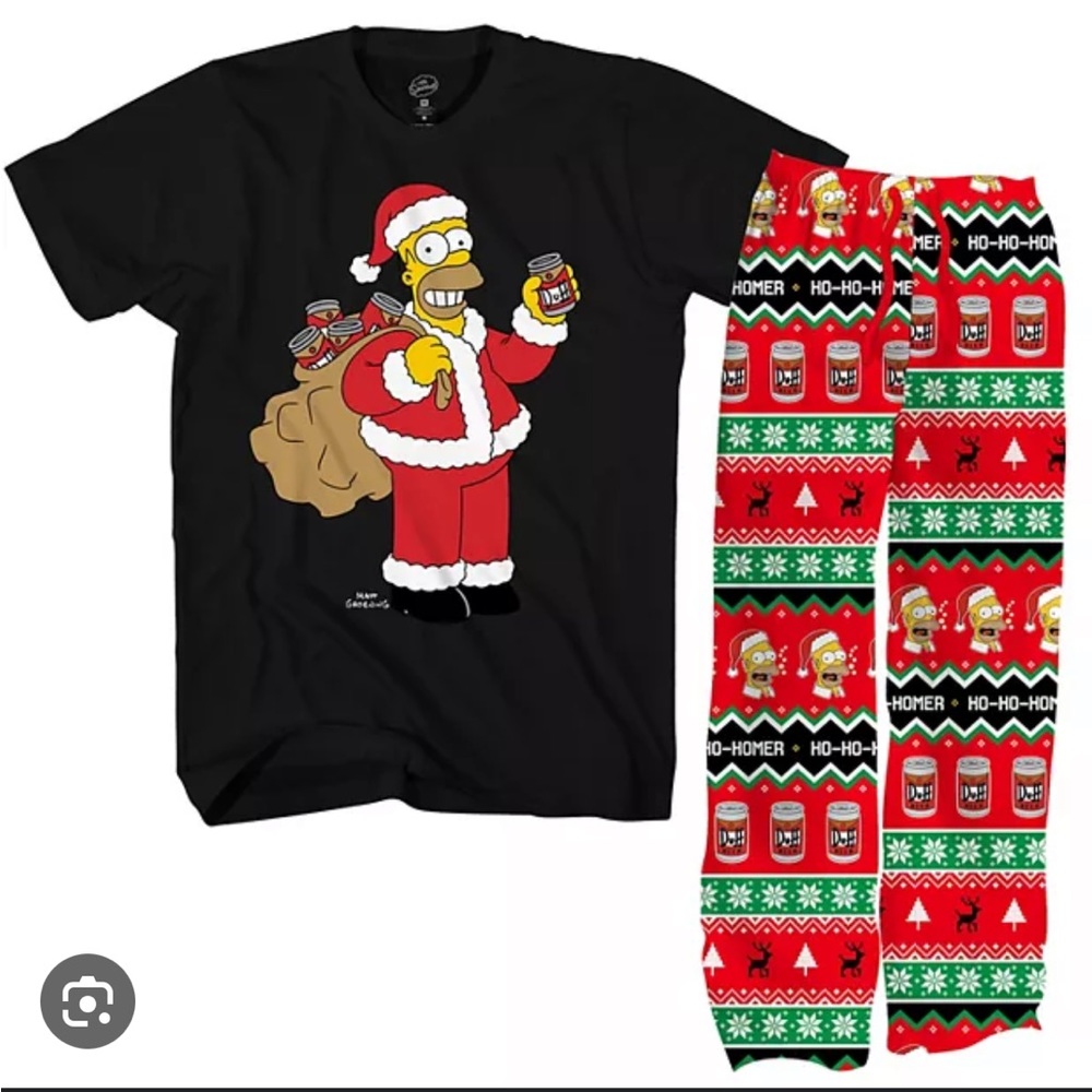 NWT Simpsons Mens Pajama Lounge Pants and Shirt Sleep Set - Top 2XL, Pants - XL